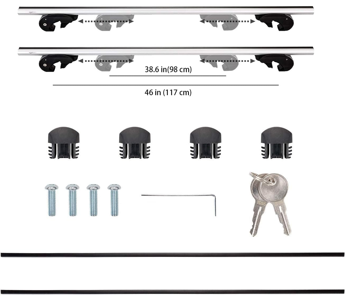 Amazon Basics cross rail lock and clamp detail illustrating anti-theft keyed lock and secure mounting