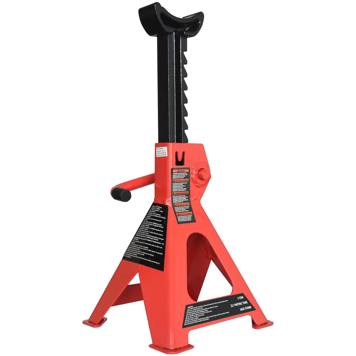 Amazon Basics ratchet close-up showing adjustable post and easy-to-use locking benefit