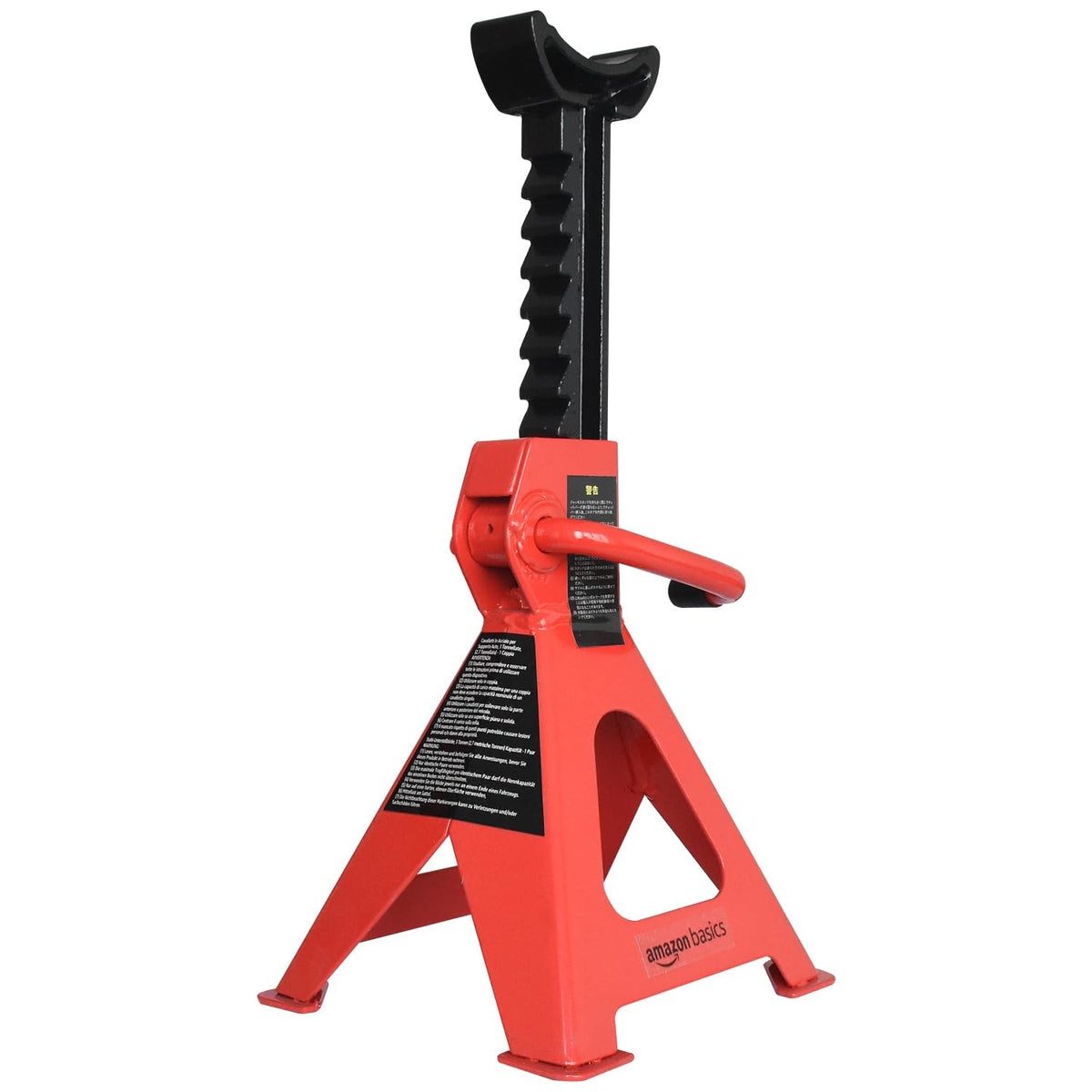 Amazon Basics jack stand supporting a sedan during maintenance for safer repair access