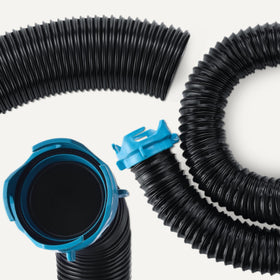 Amazon Basics coiled 15 ft hose in storage compartment saving space and preventing odor