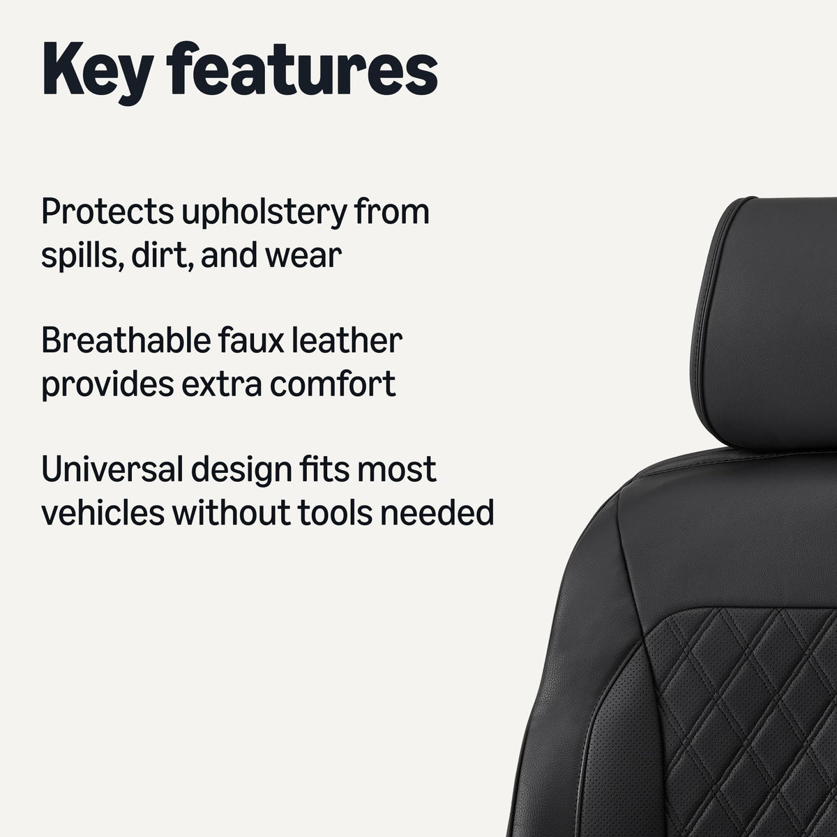 Amazon Basics close-up of faux leather stitching highlighting durable construction