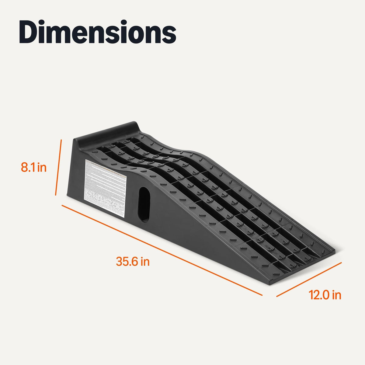 Amazon Basics ramp next to measuring tape showing compact dimensions