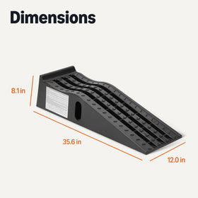Amazon Basics ramp next to measuring tape showing compact dimensions