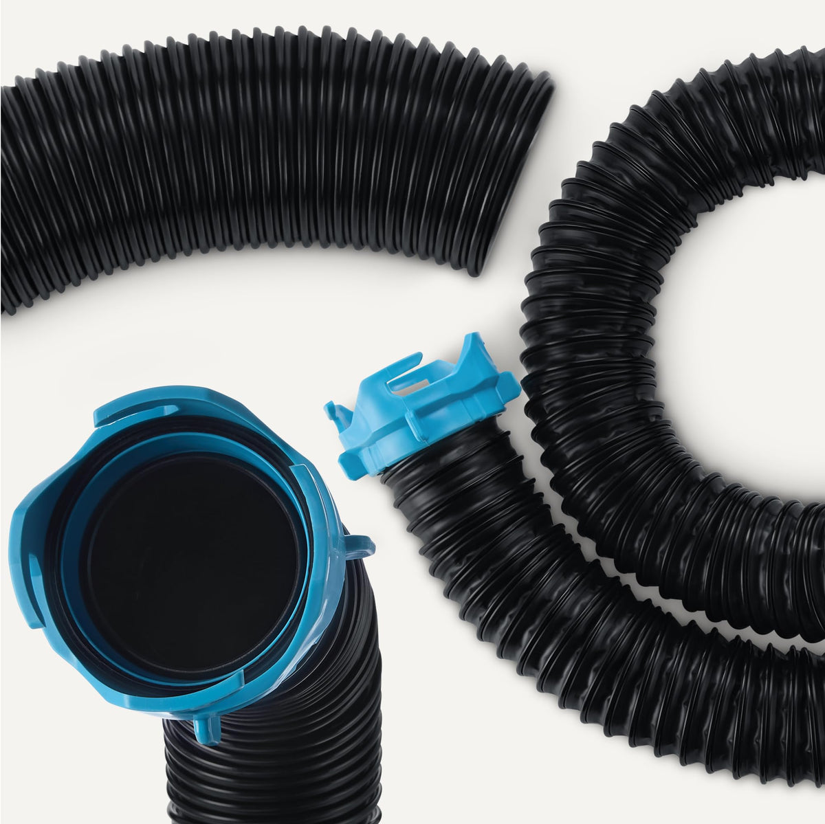 Amazon Basics coiled hoses stored with covers showing neat protected storage benefit