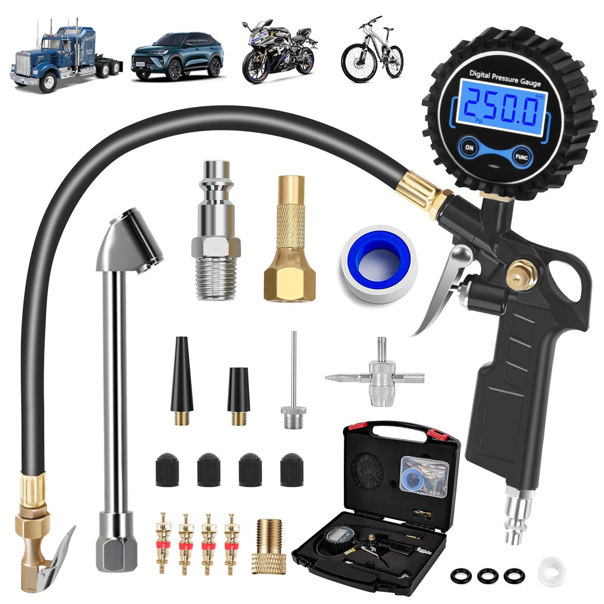 AmazStove front view of digital tire gauge showing clear display and compact design for accurate readings