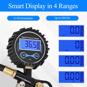 AmazStove LED backlit display lit at night for clear pressure readings in low-light conditions