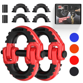 AMBULL front packaging showing two red hammerlock coupling links and contents, durable protection