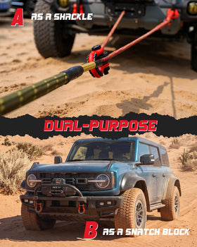 AMBULL in-use shot redirecting winch line and doubling pull for safer recovery