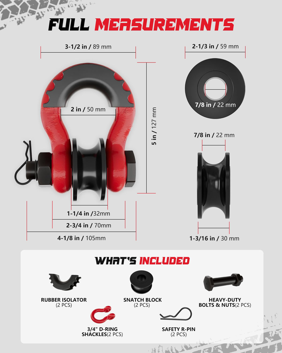 AMBULL shackle pin detail with outer nut and insurance pin improving safety