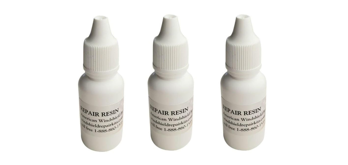 American Windshield Repair Systems front packaging showing three 15ml bottles and benefits