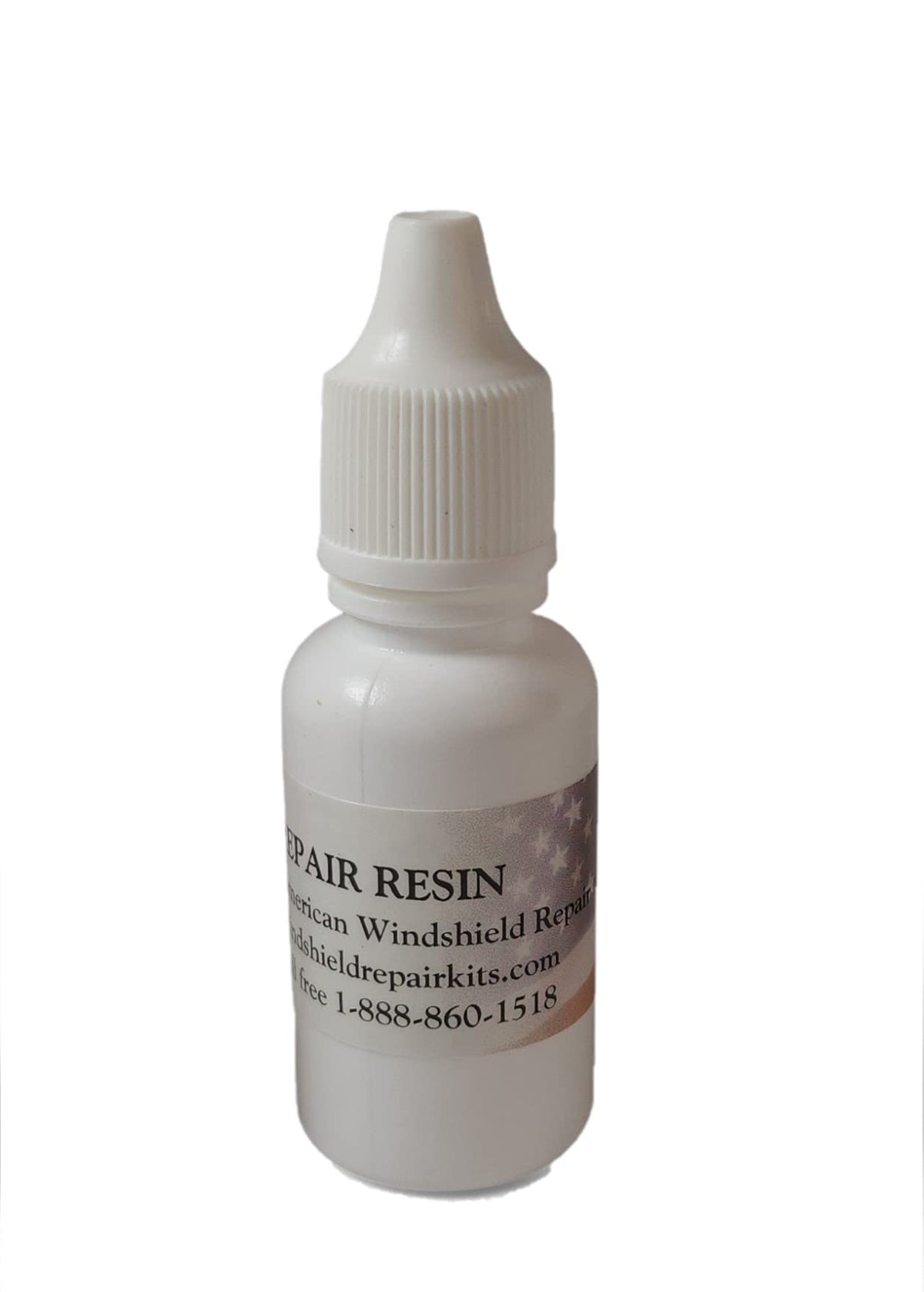 American Windshield Repair Systems bottle front label showing dropper and professional use benefit