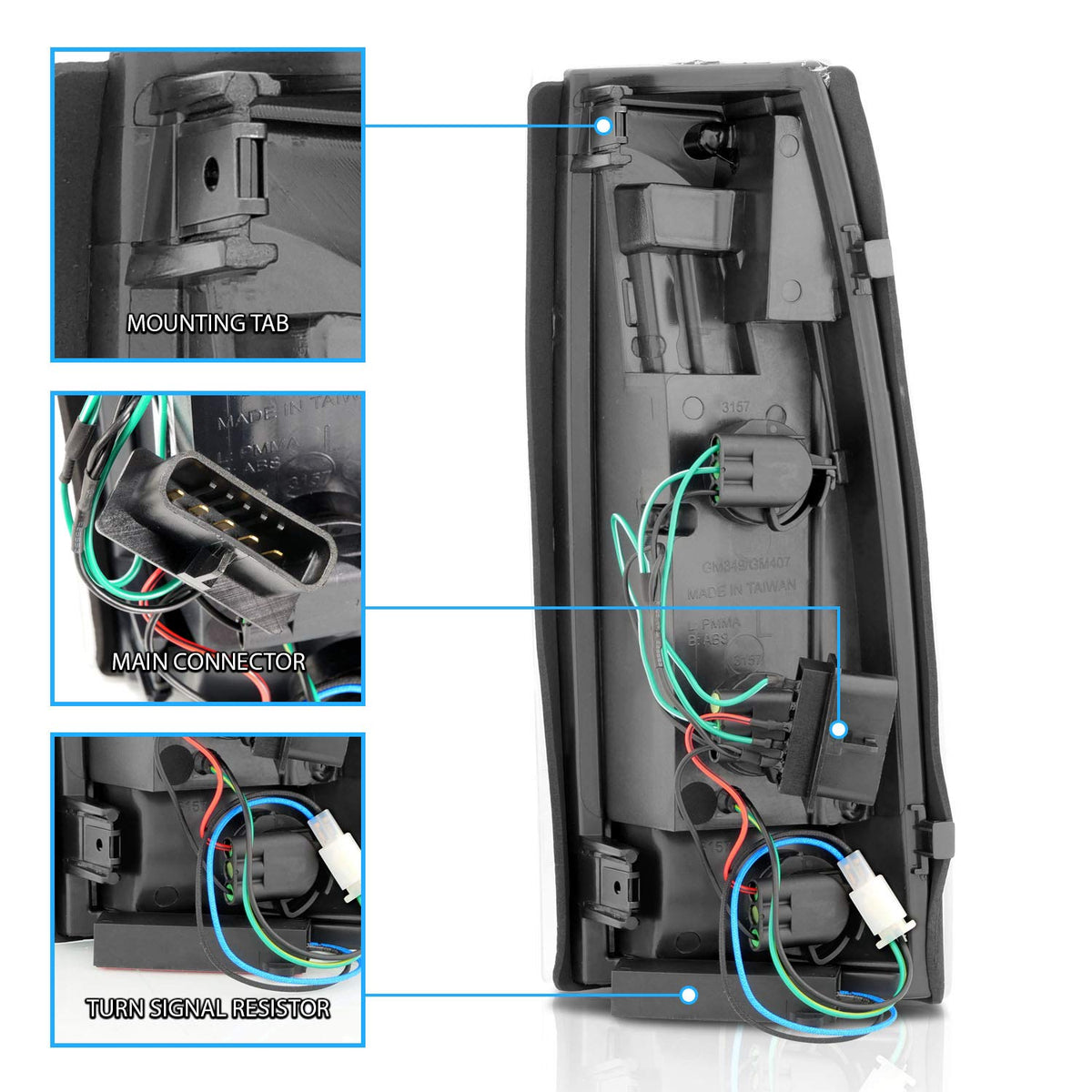 AmeriLite backside connector and mounts for easy plug-and-play installation