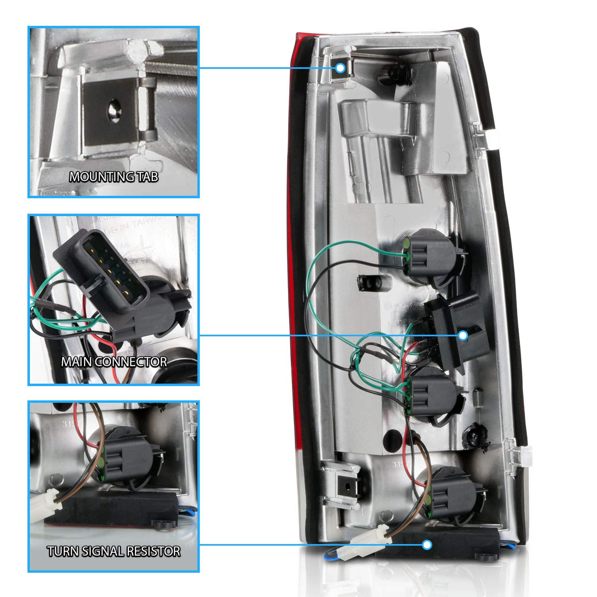 AmeriLite rear view showing connector and plug-and-play wiring benefit