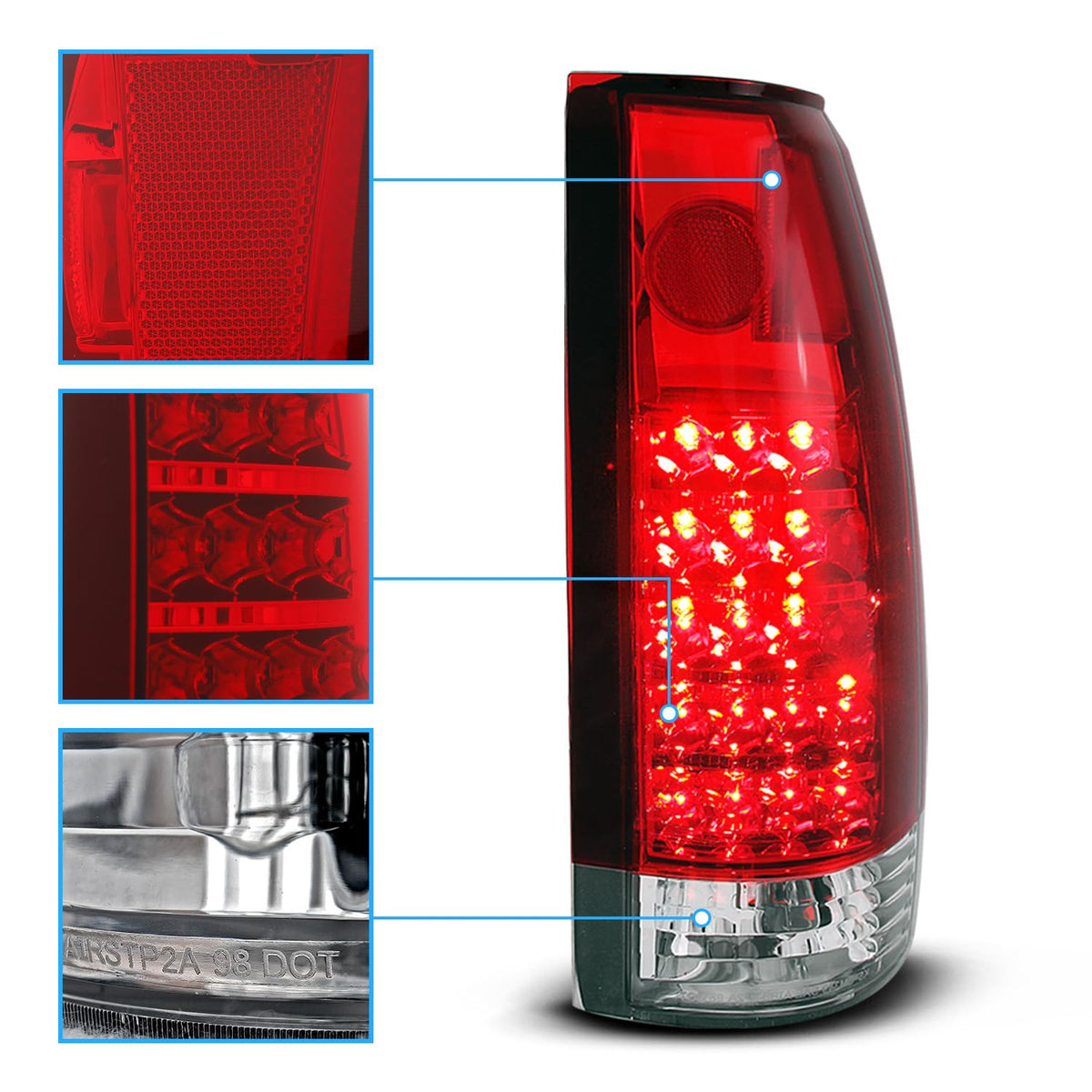 AmeriLite tail lights installed on a Chevy truck demonstrating seamless OEM fit