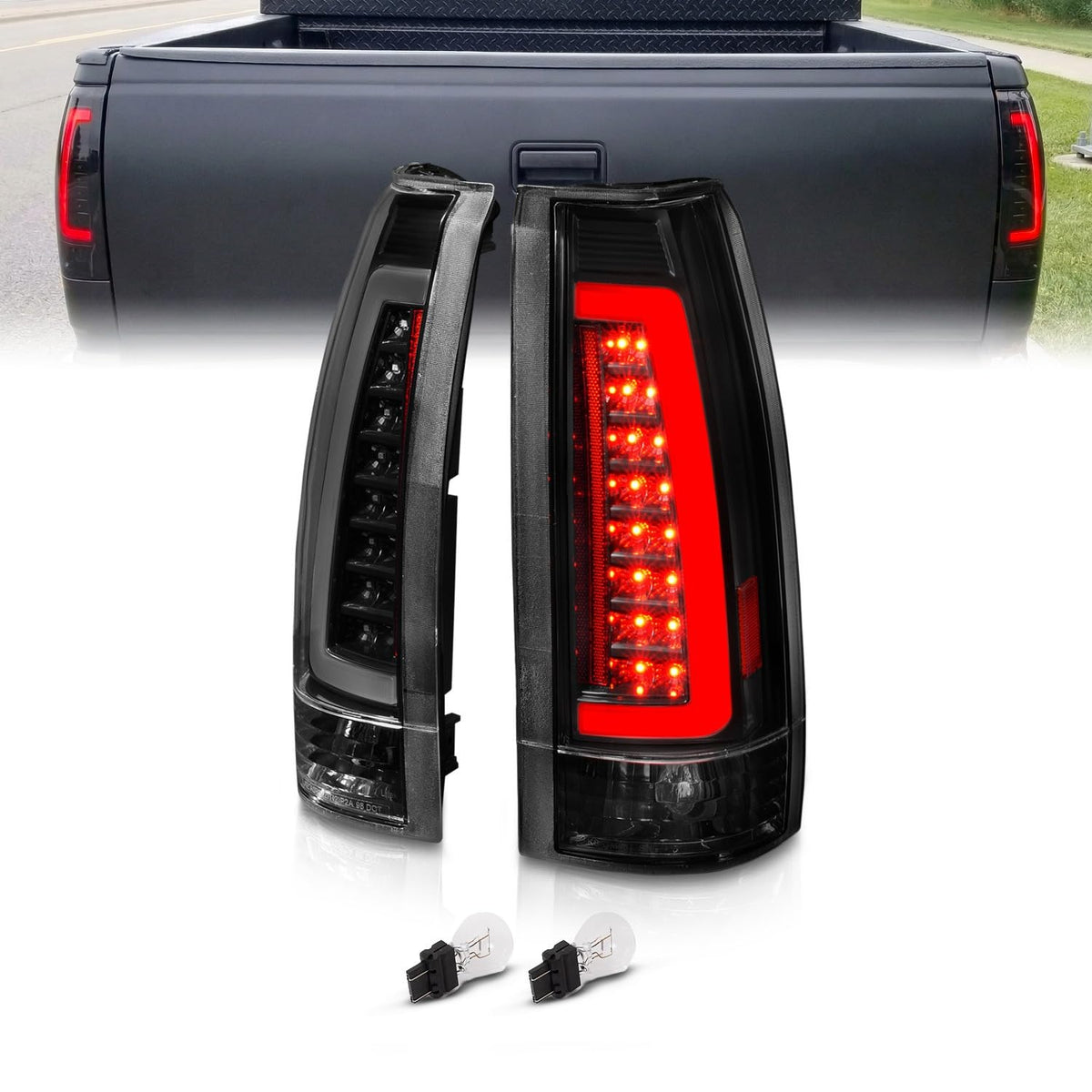 AmeriLite front assembly showing smoked lens and LED tubes for sleek look