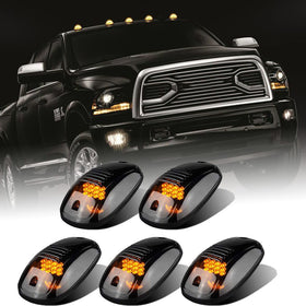 AMEXMART front view of five smoked amber cab lights showing clean styling and visibility