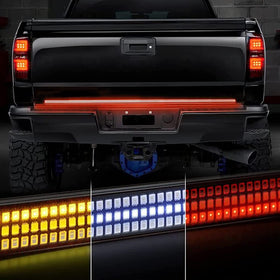 AMEXMART front view tailgate light bar showing full-length brightness and improved visibility