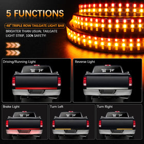 AMEXMART installed on pickup tailgate demonstrating fit and enhanced rear illumination