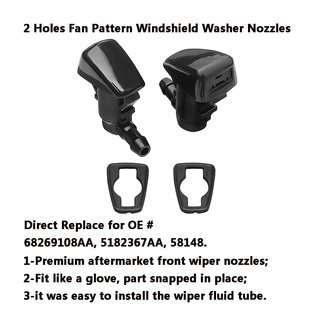 AMFRNE close-up of nozzle head and two-hole fan pattern, highlighting improved spray coverage