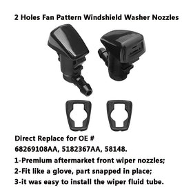 AMFRNE close-up of nozzle head and two-hole fan pattern, highlighting improved spray coverage
