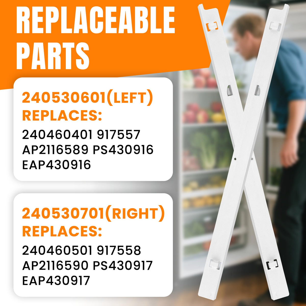 AMI PARTS installed on refrigerator drawer illustrating restored smooth travel