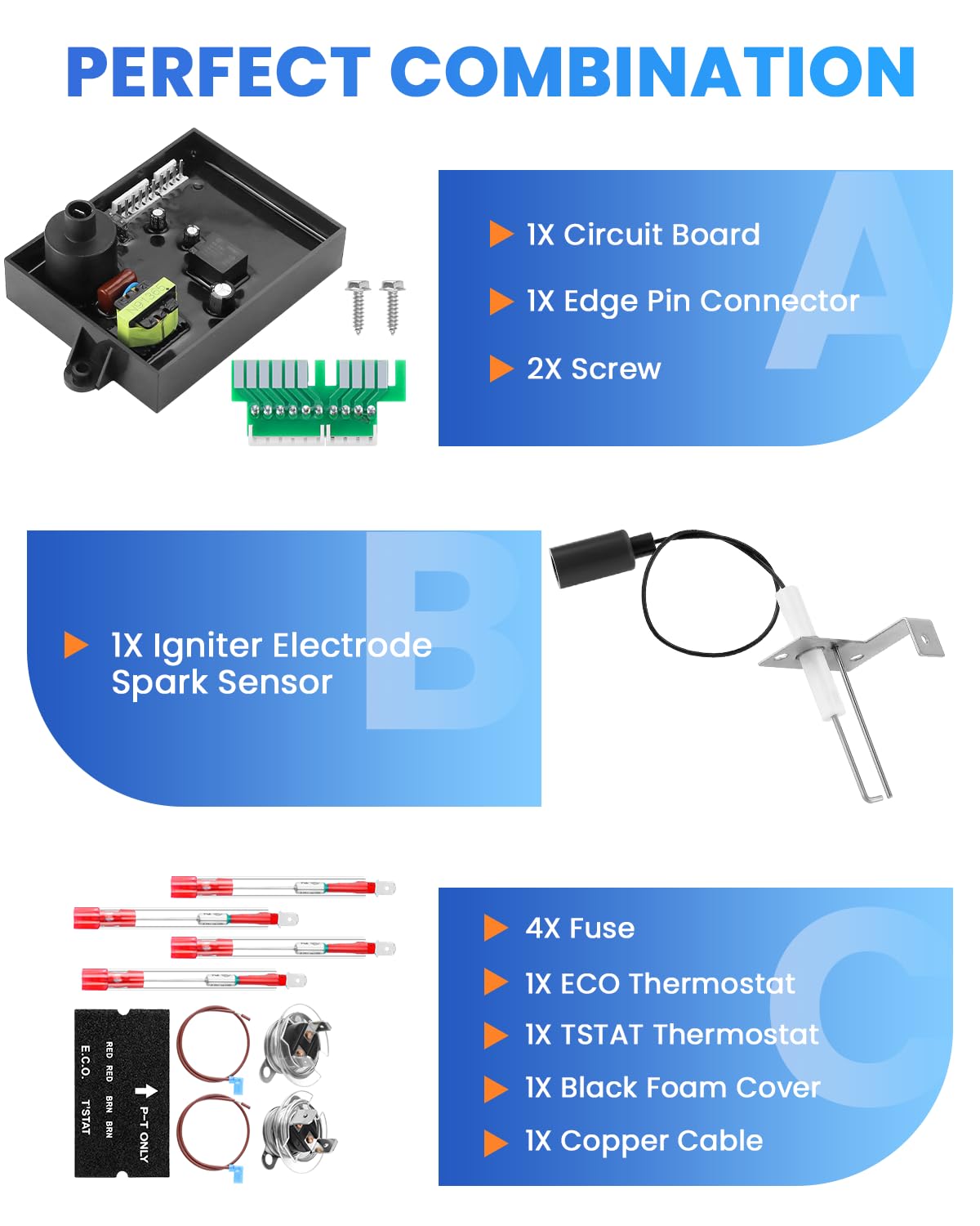 AMI PARTS kit components laid out to show completeness and repair convenience