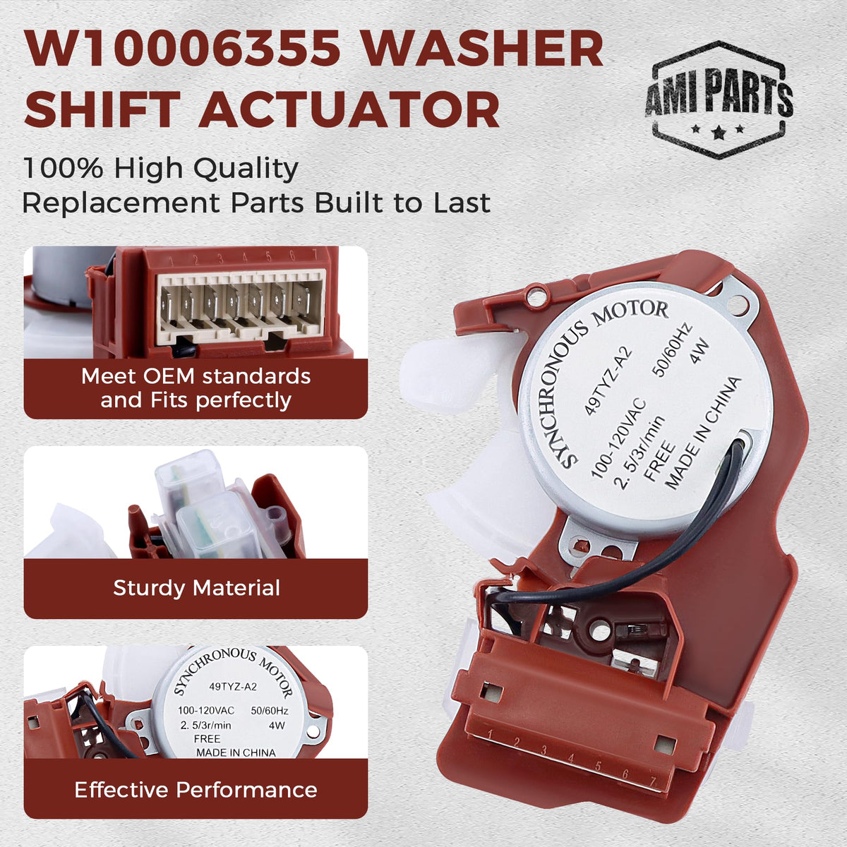 AMI PARTS WPW10006355 connector close-up illustrating plug orientation and secure electrical contact