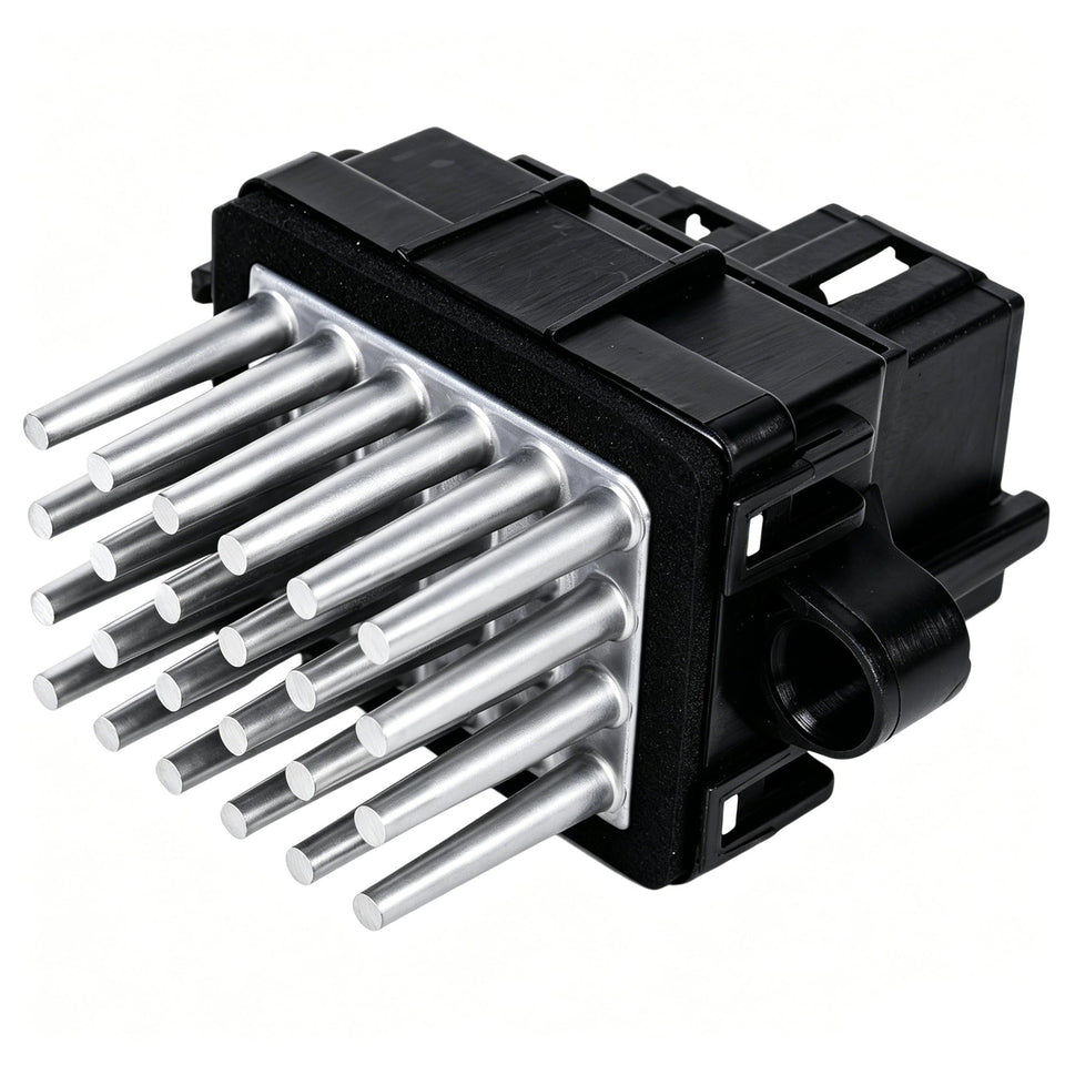 AMICAREP blower resistor front view showing mounting tabs and housing for an easy replacement