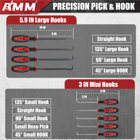 AMM close-up of hooks and picks showing hardened tips for precision