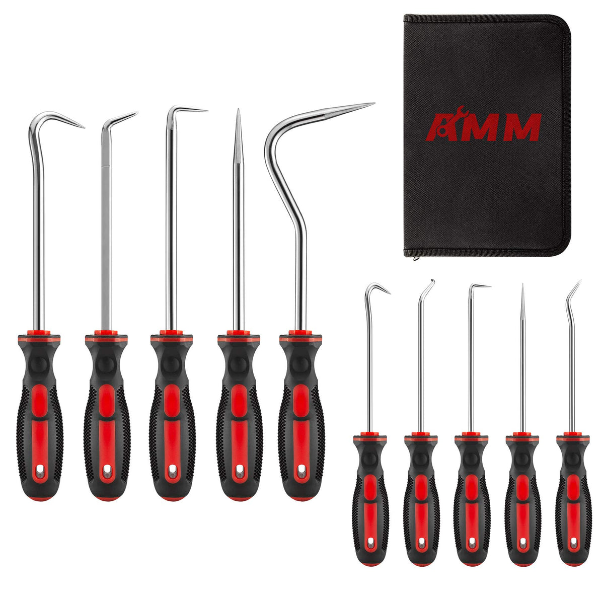 AMM front layout of 10PCS hook and pick set showing organized tools for quick selection