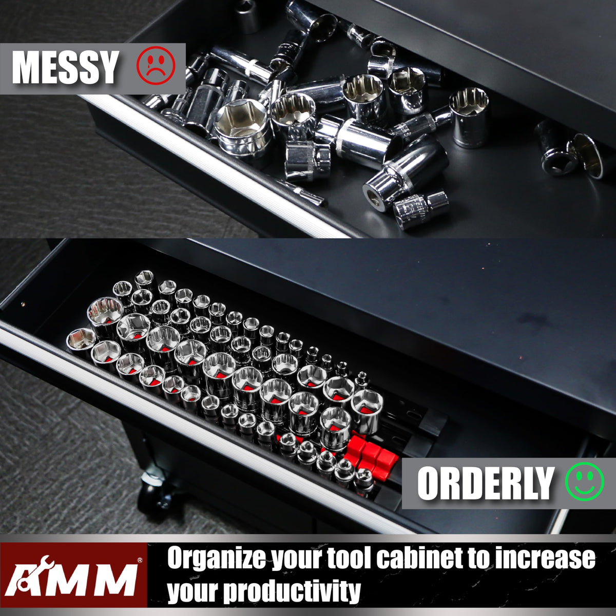 AMM mounted on pegboard saving bench space and improving workflow