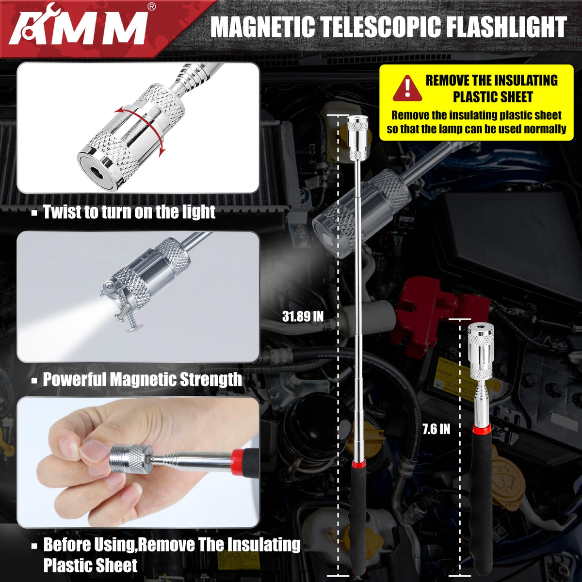 AMM telescoping tool fully extended to 30 inches for deep reach