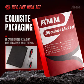 AMM pick set beside a hand showing scale and portability for technicians