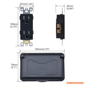 AMOMD open 90-degree cover with large plug demonstrating easy plug access and shield