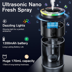 Amor Lyris close-up mist plume demonstrating fine ultrasonic atomization for even scent distribution