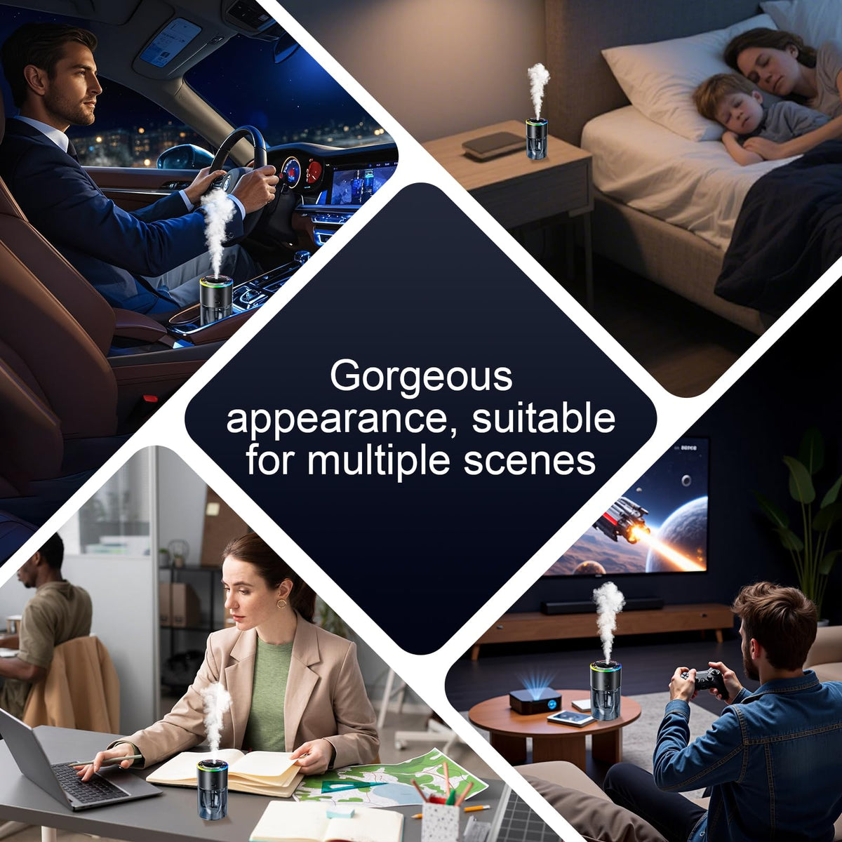 Amor Lyris lifestyle driving scene depicting device in use during a road trip for consistent freshness