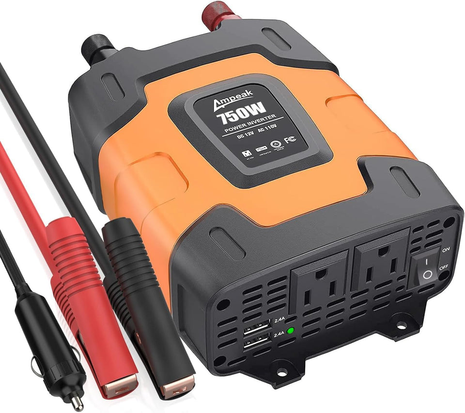 Ampeak inverter front panel showing outlets and controls for reliable power