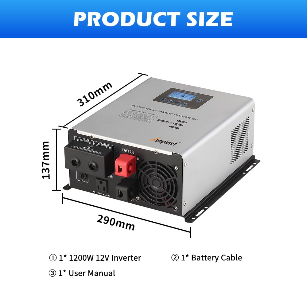 AMPINVT next to a standard battery showing compact size and easy system integration