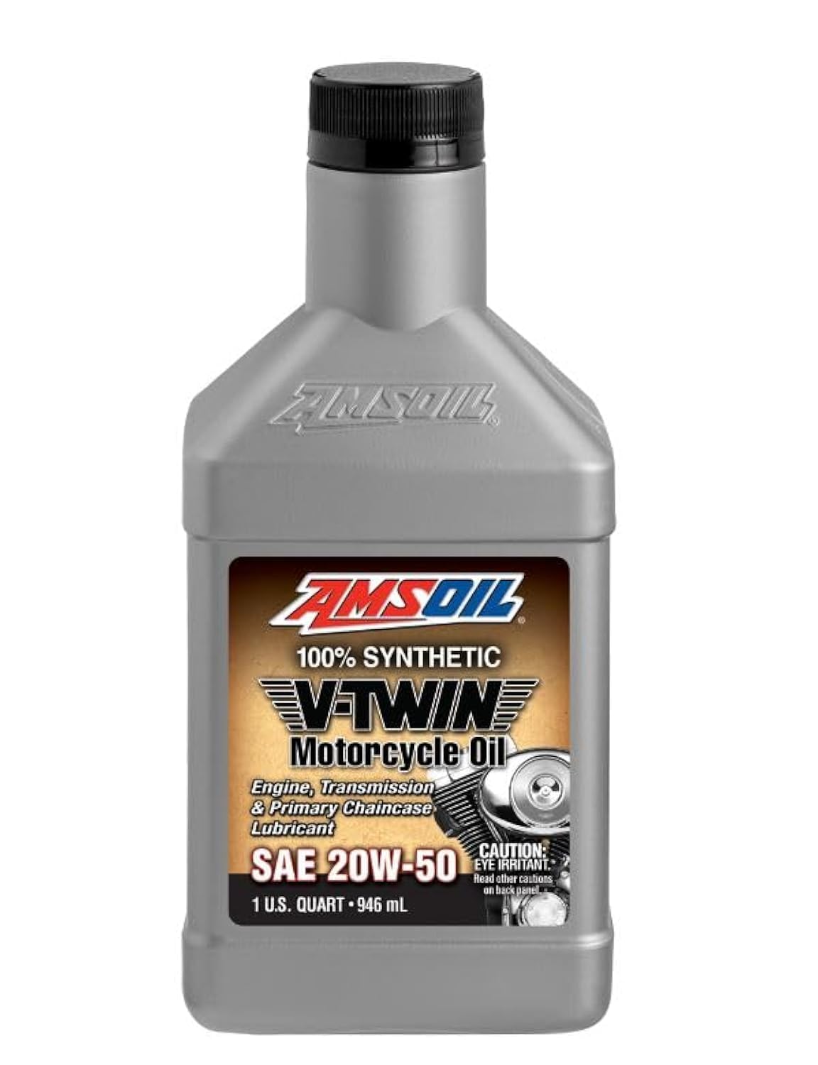 AMSOIL full synthetic 20W-50 bottle front label showing product and high-heat protection
