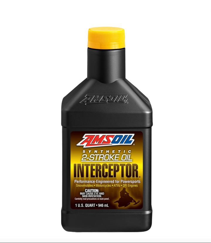 Amsoil Interceptor bottle front view showing label and easy-pour cap for cleaner combustion