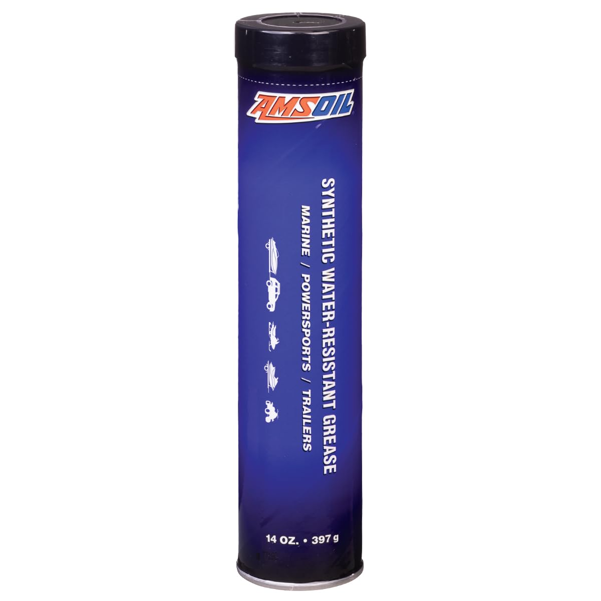 Amsoil tube front label showing product name and water-resistant benefit