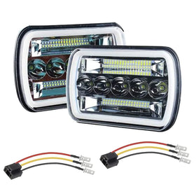 AMUNIESUN front face of headlight showing lens and DRL, improves road visibility