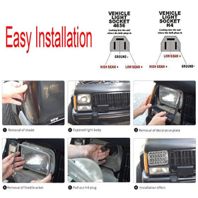 AMUNIESUN 4x6 headlight next to ruler showing size for accurate fitment benefit