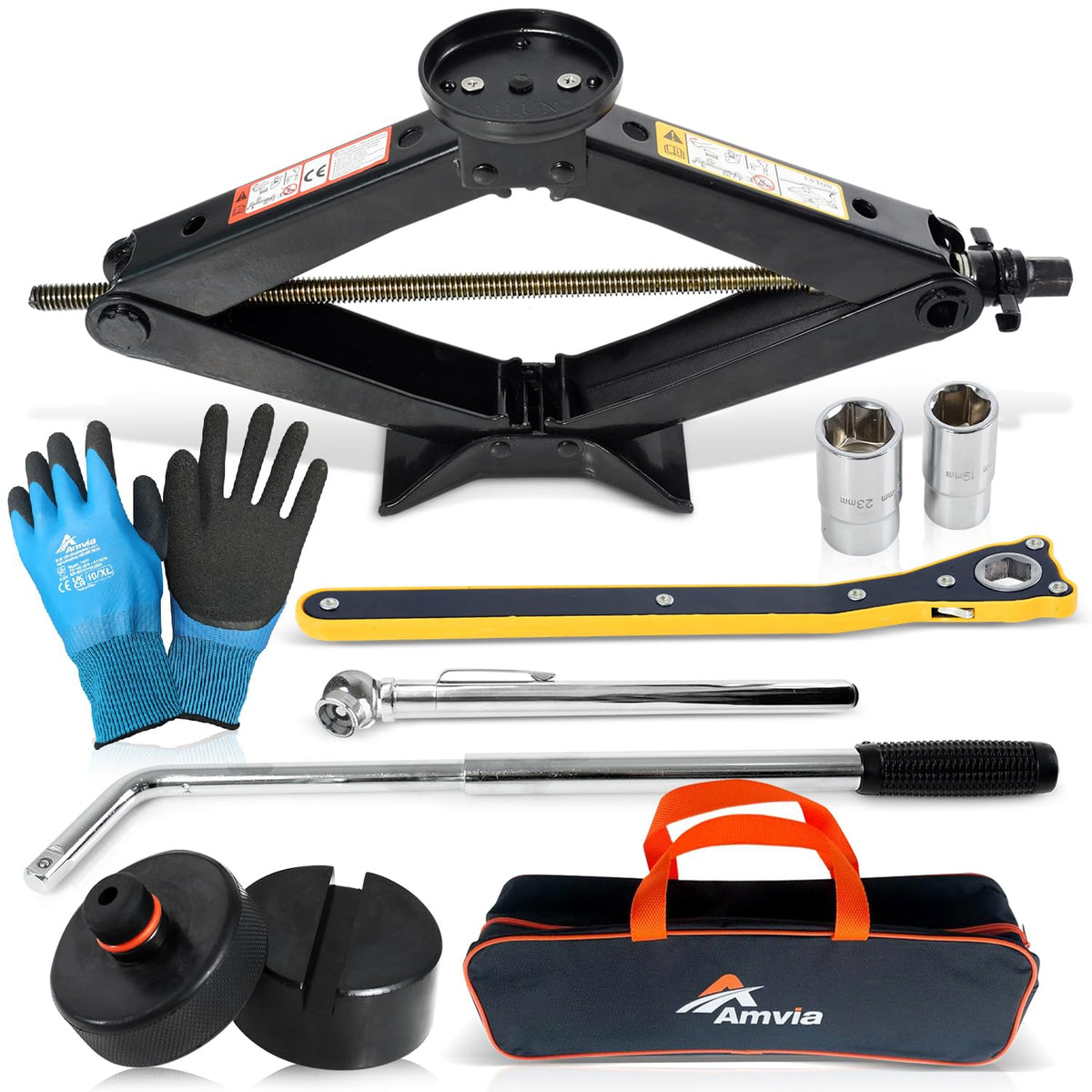 AMVIA jack kit front packaging showing full kit and benefit of easy identification