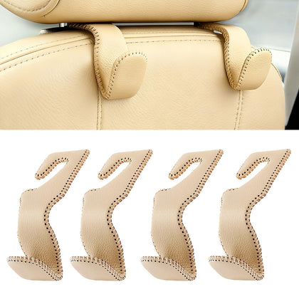AMVOYOA beige headrest hook front view showing clean design and sturdy build
