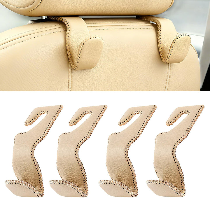 AMVOYOA beige headrest hook front view showing clean design and sturdy build