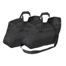 ANASES saddlebag liners front view showing shape and zippered opening for easy packing