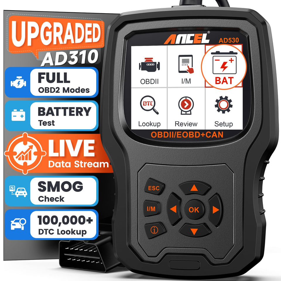 ANCEL AD530 front panel showing clear controls and color display for easy diagnosis