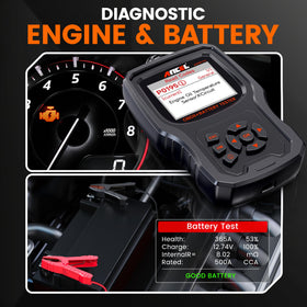 ANCEL AD530 PRO inside glovebox next to keys showing compact size for roadside emergencies