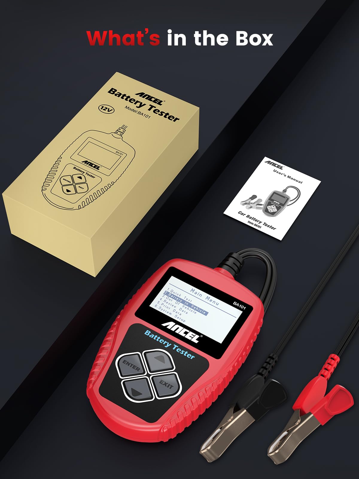 ANCEL BA101 connected to an RV battery showing practical field use